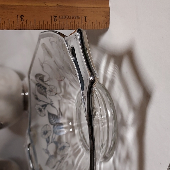 Viking glass by Silver City Flanders silver inlay tidbit tray bowl art deco era - Picture 14 of 17